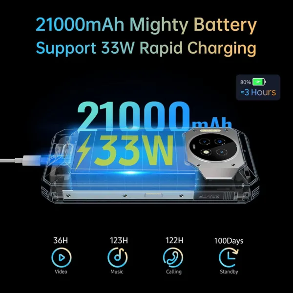Oukitel WP19 Rugged Phone Night Vision, 21000 mAh, Smartphone, 8GB, 256GB, 64M Camera, Cell phone, 90 Hz Helio G95 Mobile Phone - Image 9