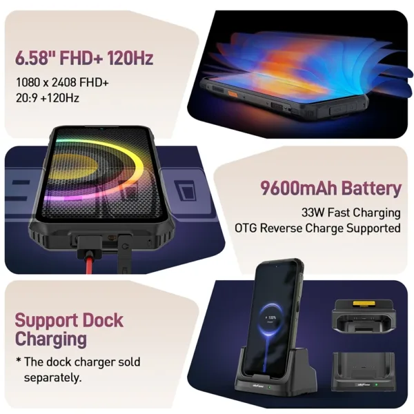 Ulefone Armor 21 Rugged Phone 16GB RAM 256GB ROM Smartphone Android 13 G99 moblie phone 64MP 9600mAh 4G Cellular - Image 3