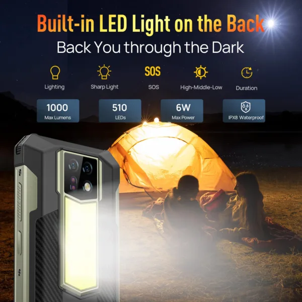 Ulefone Armor 24 Rugged Smartphone Unlocked, 24GB+256GB MTK G96 Android 13 Cell Phone,22000mAh 66W, 6.78" FHD+, 64MP IR Night Vision Camera,1000LM LED Light, Dual SIM 4G Rugged Phone, NFC GPS OTG - Image 2