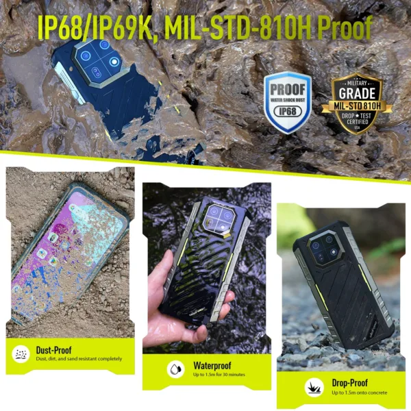 Ulefone Armor 22 8GB+256GB IP68/IP69K Rugged Phone 6.58 inch Android 13 MTK Helio G96 Octa Core 4G NFC Cellphon - Image 6
