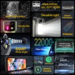 Ulefone Armor 24 Rugged Smartphone Unlocked, 24GB+256GB MTK G96 Android 13 Cell Phone,22000mAh 66W, 6.78" FHD+, 64MP IR Night Vision Camera,1000LM LED Light, Dual SIM 4G Rugged Phone, NFC GPS OTG - Image 3