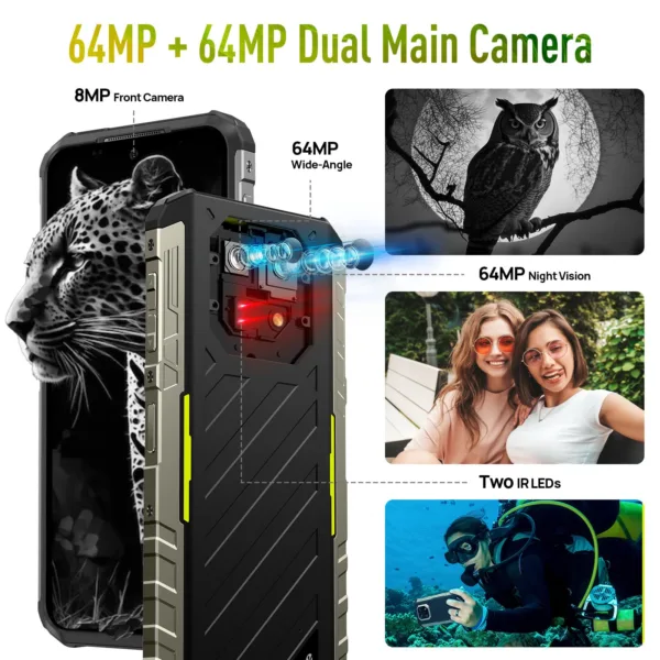 Ulefone Armor 22 8GB+256GB IP68/IP69K Rugged Phone 6.58 inch Android 13 MTK Helio G96 Octa Core 4G NFC Cellphon - Image 5