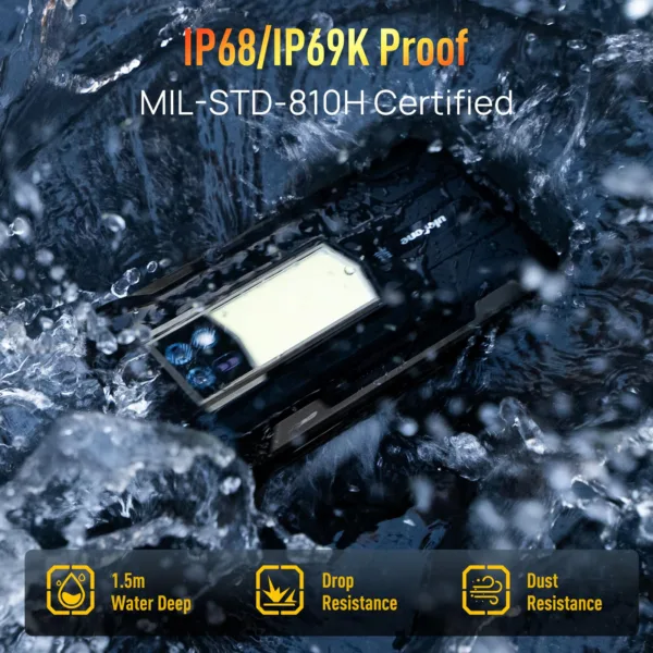 Ulefone Armor 24 Rugged Smartphone Unlocked, 24GB+256GB MTK G96 Android 13 Cell Phone,22000mAh 66W, 6.78" FHD+, 64MP IR Night Vision Camera,1000LM LED Light, Dual SIM 4G Rugged Phone, NFC GPS OTG - Image 5