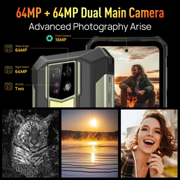 Ulefone Armor 24 Rugged Smartphone Unlocked, 24GB+256GB MTK G96 Android 13 Cell Phone,22000mAh 66W, 6.78" FHD+, 64MP IR Night Vision Camera,1000LM LED Light, Dual SIM 4G Rugged Phone, NFC GPS OTG - Image 4