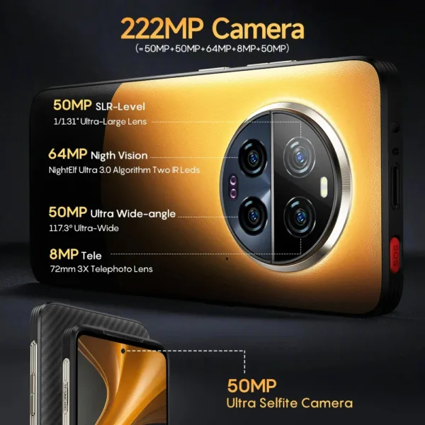 Ulefone Armor 23 Ultra 5G Rugged Phone,Satellite Message ,120W Smartphone,64MP Night Camera, 24+512GB NFC Phone - Image 5